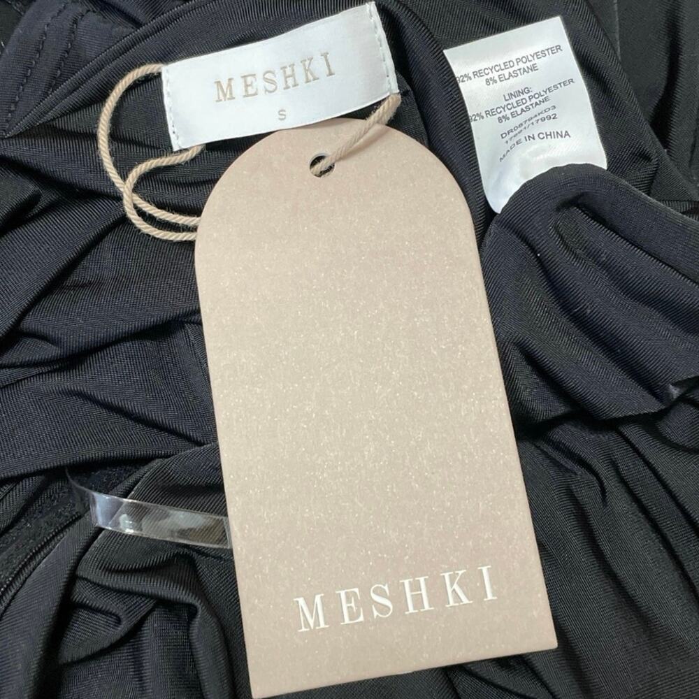 NEW Meshki Black Strapless Bandeau Tube Drape Sheath Prom Maxi Dress Size S - Picture 4 of 4